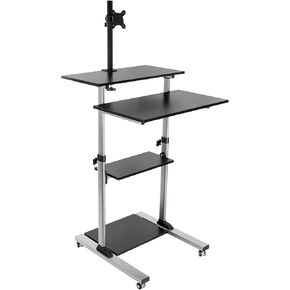 Mount-It Mobile Stand Up Desk / Height Adjustable Computer Work Station Rolling Presentation Cart With Monitor Arm (MI-7942B), Black