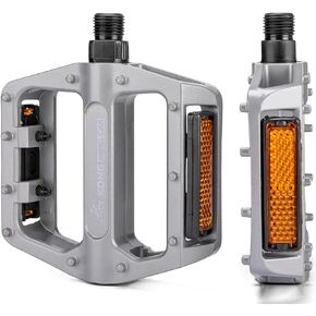 Mountain Bike Pedals 9/16 Inch - Bicycle Flat Pedals with Reflectors - Lightweight Aluminum Alloy Wide Platform Pedals for Mountain Bike, BMX, Road Bike Pedals