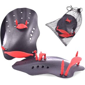 مجاذيف اليد لتدريب السباحة من DRM - مجاذيف يدوية قوية للتدريب على السباحة لتحسين التقنية، حزام قابل للتعديل للرجال والنساء والشباب in Kuwait