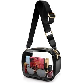 COROMAY Clear Bag Stadium Approved, Clear Crossbody Purse Bag with Adjustable Strap, Leather Clear Bag for Stadium Events