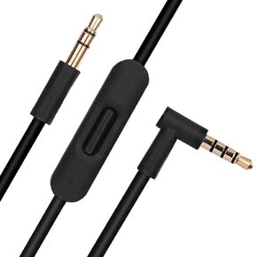 سلك كابل صوت بديل متوافق مع سماعات Beats by Dr Dre Solo2 Solo3/Studio 2 3 Pro/Detox/Wireless/Mixr/Executive/Pill مع ميكروفون وتحكم في مستوى الصوت (4.6FT، أسود)