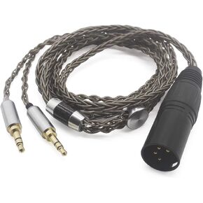 Youkamoo 4 Pin XLR Balanced Male متوافق مع Hifiman HE4XX، HE-400i Headphones 8 Core مضفر مطلي بالفضة استبدال كابل ترقية الصوت (إصدار 2 × 3.5 مم) in Kuwait