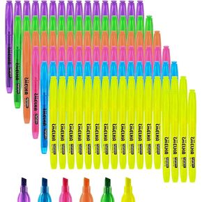 SMELHA Highlighters, 60 Bulk Pack Fashionable and Bright Assorted Colors Highlighters, 6 Colors Highlighters Bulk, Chisel Tip, Quick Dry Highlighter, Suitable for Offices, Schools, Home
