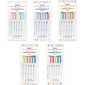 Zebra MildLiner Complete Set 25 Vibrant Colors Great for Text Highlighting, Kids, Office, College, School (WKT7-5C WKT7-5C-NC WKT7-5C-RC WKT7-N-5C WKT7-5C-HC)