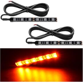 Nilight 2PCS 6-5050-SMD Waterproof Flexible Turn Signal Backup License Plate Universal Amber Lights Strip Universal for Motorcycle ATV UTV, 2 Years Warranty