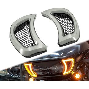Motorcycle LED Headlight Vent Accents Turn Signal Light Running Light Fit for Harley Touring Road Gilde 2015-2023 Smoke