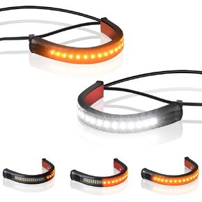 QUASCO Motorcycle Turn Signals Strip, Flexible Universal 12V Led Blinkers Compatible with Harley Cafe Racer Dual Sport Dirt Bike