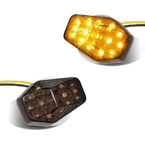 QUASCO LED Flush Mount Motorcycle Turn Signals Universal 12V Blinkers Smoked Lens Compatible with Sport Street Racing Bike Suzuki Yamaha, Amber