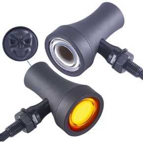 FATECIM 2X Motorcycle LED Bullet Tail Lights Turn Signals Running Brake Lights with Visor Motorbike Taillights Rear Blinkers Indicators for Bobber Harley Honda Yamaha Suzuki Kawasaki Chopper Black