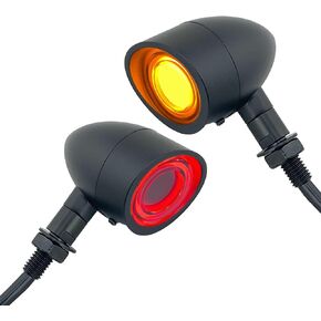 FATECIM 2X دراجة نارية LED أضواء الذيل رصاصة بدوره إشارات تشغيل أضواء الفرامل مع قناع دراجة نارية المصابيح الخلفية مؤشرات الوامض الخلفية لبوبر هارلي هوندا ياماها سوزوكي كاواساكي المروحية الأسود in Kuwait