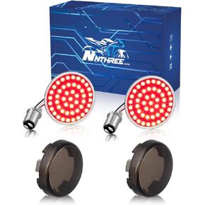 NTHREEAUTO Smoked Bullet Front Turn Signals LED Lights Panel Compatible with Harley Dyna Road Street Glide Road King Iron 883 Street Bob