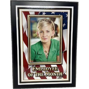 Trophy Hut Employee of The Month Award Plaque. Custom 9"x12" Picture Plaque Holds a 4"x6" Photo. Employee Appreciation Award. Custom U.S.A. Logo