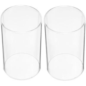 2pcs Candle Shade Household Candle Holder Clear Glass Candle Cover Candle Holder Supplies Open Ended Candle Tube Shades Home Candle Holder Candle Supply Decorative Candle Cover