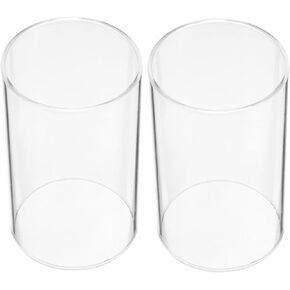 2pcs Candle Shade Household Candle Holder Clear Glass Candle Cover Candle Holder Supplies Open Ended Candle Tube Shades Home Candle Holder Candle Supply Decorative Candle Cover