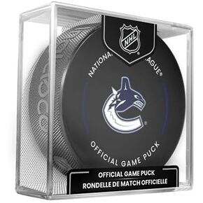 Vancouver Canucks Official Game Hockey Puck with Holder