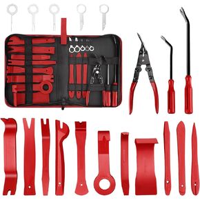 19 Pcs Trim Removal Tool, Auto Clip Pliers Fastener Terminal Remover Set, Plastic Pry Tool Kit for Car Panel/Dash/Door/Audio/Radio/Stereo with Storage Bag (Blue)