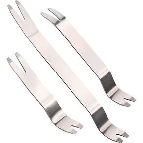 FOSHIO 3pcs Metal Trim Removal Tool, Auto Fastener Remover Pry Tool, Easy Removal of Car Door Panel, Audio Radio Panel, Molding, Dashboards and Wheel Hubs