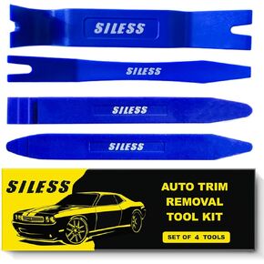 Siless Auto Trim Removal Tool Set - 4 pcs - Auto Trim Tool Car Tools, Easy Door Panel Removal Tool, Fastener Removal, Clip, Molding, Dashboards, Interior Trim Tools (No Scratch Plastic Pry Tool Kit)