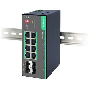LINOVISION Industrial 8 Ports Remote Cloud Managed PoE Switch with 4 SFP Uplinks, Full Gigabit PoE Switch, IEEE802.3af/at, PoE Budget 180W, Support Remote PoE Ports Manageable