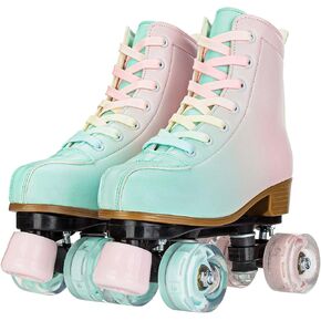 Gets Light Up Roller Skates for Women, PU Leather Roller Derby Skates for Girls, Kids, Boy, Shiny Unisex Beginner Roller Skating for Outdoor