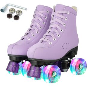 Comeon Roller Skates for Women PU Leather Roller Skates High-Top Leather for Beginners Teens for Woman,Girls and Boys,Adult