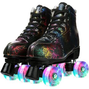 Unisex Roller Skates Double Row Four Wheels High-top Roller Skates Lightning Pattern for Beginners Womens Mens Boys and Girls in Saudi Arabia