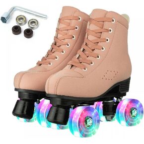 Comeon Classic Women Roller Skates,Unisex High-top 4 Wheel Roller Skates Double Row Roller Skates for Boys and Girls