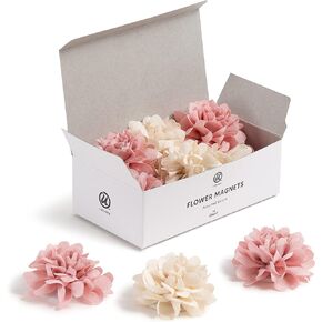 U Brands Mini Flower Magnets Set, Office Supplies, Pink and Cream, 12 Count