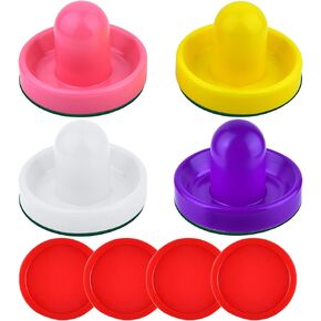 Coopay Air Hockey Pushers and Thicker Air Hockey Pucks, Goal Handles Paddles Replacement Accessories for Game Tables (4 Striker, 4 Puck Pack)