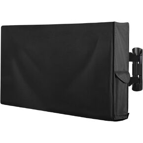 OutdoorLines Waterproof and Weatherproof Outdoor TV Cover with Bottom Cover for 28-32 Inch Flat Screen TV, Dustproof and UV Resistant TV Screen Protector, Cover Size 30"L x 19"W x 5.5"H, Black