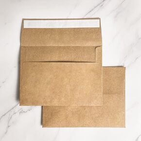 AZAZA 100 Pack A7 Brown Kraft Paper Invitation 5 x 7 Envelopes - Quick Self Seal For 5x7 Cards| Perfect for Weddings, Invitations, Baby Shower| Stationery For General, Office | 5.25 x 7.25 Inches