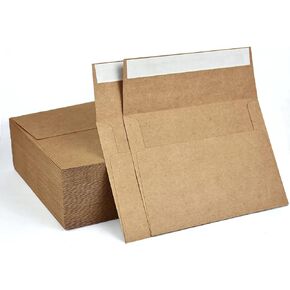 AZAZA 100 Pack A7 Brown Kraft Paper Invitation 5 x 7 Envelopes - Quick Self Seal For 5x7 Cards| Perfect for Weddings, Invitations, Baby Shower| Stationery For General, Office | 5.25 x 7.25 Inches