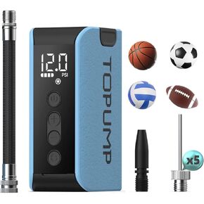 Electric Ball Pump with Inflation & Deflation, Portable Rechargeable Ball Pump with Pressure Gauge (Max 20PSI), Soccer Ball Air Pump with Needles for Sports Balls, Basketball, Volleyball, Rugby