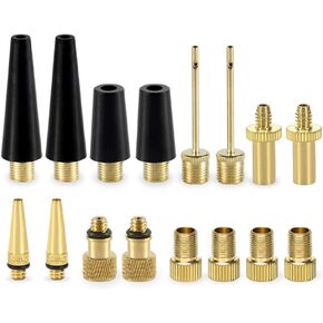 YASI Bicycle Presta Schrader Valve Adaptor, 16PCS Brass Bike Pump Adapters, Ball Pump Needle, Balloon Inflatable Toys Nozzle Inflator Adapter, Air Pump Accessories for Standard Pump or Air Compressor