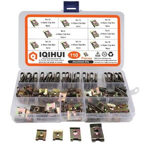 110pcs Automotive U Nut Clips #6/8/10/12 4 Sizes Universal Car U-Clips Fasteners Assortment Kit Replacement Bumper Dash Door Panel Interior Trim ST4.2 4.8 5.5 (110pcs)