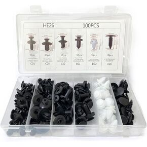 100 Pcs Bumper Clips Car Clips Plastic Rivets Fasteners Push Retainer Kit with Sizes Auto Push Pin Rivets Set with Fastener Remover. in Kuwait