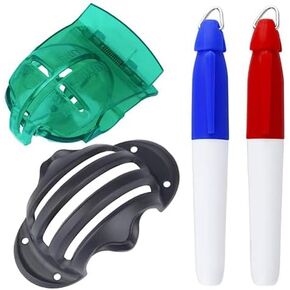 Golf Ball Marker Liner Drawing Marker Tri-Line Golf Alignment Kit Triple Track Putter Stencil Accessories Spring Clamp Ball Marking Tools and 2pcs Golf Ball Color Marker Pen
