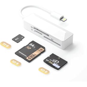 [Apple MFi Certified] SD Card Reader for iPhone,Lightning Memory SD Card Reader Adapter High-Speed XD Picture Card Camera Adapter for iPhone 14/13/12/11/XS/XR/X/8/7/6/5 Supports SD/TF/XD 128G 256G