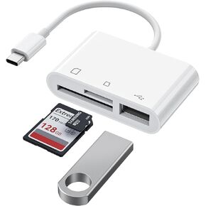 USB C to Micro SD TF Memory Card Reader, 3-in-1 USB C Card Read Compatible with iPad Pro, MacBook Pro/Air, Chromebook, USB Camera Card Reader Adapter for XPS, Galaxy S10/S9 and More USB C Devices