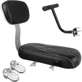 Samyoung Bicycle Rear Back Seat Cushion Armrest Footrest Set, Wide Child Bike Seat Back Safety Armrest Handrail Feet Pedals, Kids Bike Seat Carrier (Black)