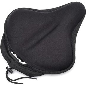Thick & Wide Gel Bike Seat Cushion Cover Pad with Rainproof Cover - Comfortable Silicone Gel Memory Foam Bicycle Saddle Seat Cushion Cover Pad with UV Protection Waterproof Cover