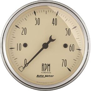 AUTO METER 1898 Antique Beige Electric Tachometer 3.125 in.
