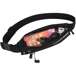 2 Pack Running Belt Slim Pack for Women Men, Phone Holder Runners Pouch Waist Belt for Workout Jogging, Money Belt Running Gift Gear Accessories, Black, One Size, Fashion (Black)