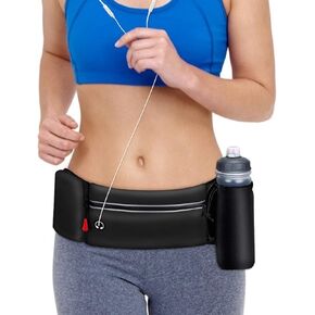 Hydration Running Belt for Women Men Running Fanny Pack with Foldable Water Bottle Holder for Walking No Bounce Adjustable Waist Pouch for Runners Jogging (Atrous)
