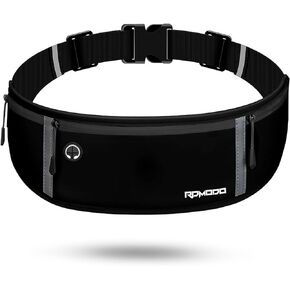Running Belt for Men, Fanny Pack for Women, Waterproof Phone Holder for Running Workout Plus Size Adjustable Running Waist Belt Bag for iPhone 15 14 13 12 Pro Max Samsung Galaxy Note Pure Black