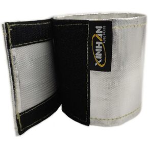 Xinhan Aluminum fiberglass heat shielding Universal Starter heat shield 7 X 24in and 5.5 x 17in Wrap Self Attaching (5.5" x 17“)