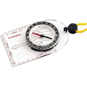 Boy Scout Hiking Compass TurnOnSport | Orienteering Compass for Kids Map Navigation - Small Survival Compass - Waterproof & Lightweight Small Survival Compass - Mini Camping Compass - Kids Camping Kit