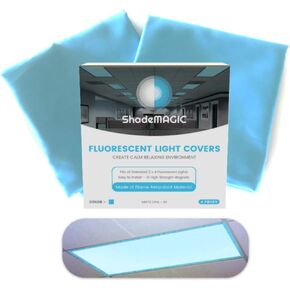 ShadeMAGIC Fluorescent Light Covers for Classroom or Office - Light Filter pack of (2); Eliminate Harsh Glare that causing Eyestrain and Head Strain. Office & Classroom Decorations. Light Diffusers