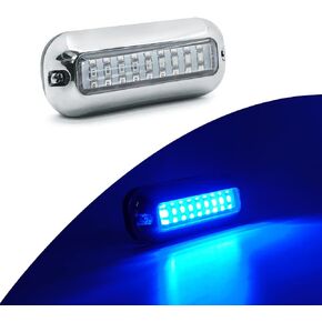 Waterproof Marine Boat Underwater Light Stainless-Steel LED Surface Mounted, DC 12 Volts 10-30V, 316 Steel, IP68, Deck or Under water, for Cruise Ships, Yachts, Boats, Sailboat, Pontoon, (Blue,1 Pack)