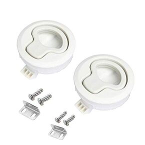 Flush Pull Latch Slam Latch 1/4" Marine Hatch Latch Round for Boat Deck RV Cabinet Door Drawers 2 Pack (Off-White, Non-Locking)